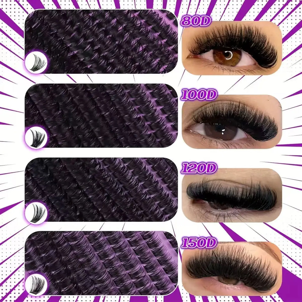 DIY Lash Extension Kit Clusters  Eyelashes Kit 9-16mm with Bond and Seal Wispy