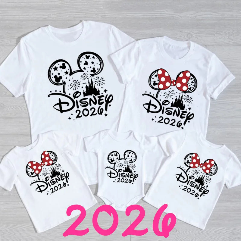 2026 Disney Trip Mickey Minnie Mouse Family Matching Shirts Cotton
