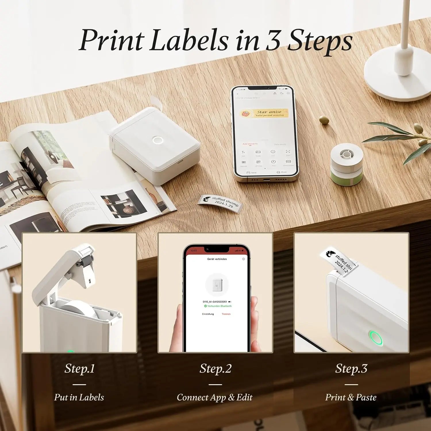 Printer Self-adhesive Labels Printer Sticker Label Bluetooth Wireless