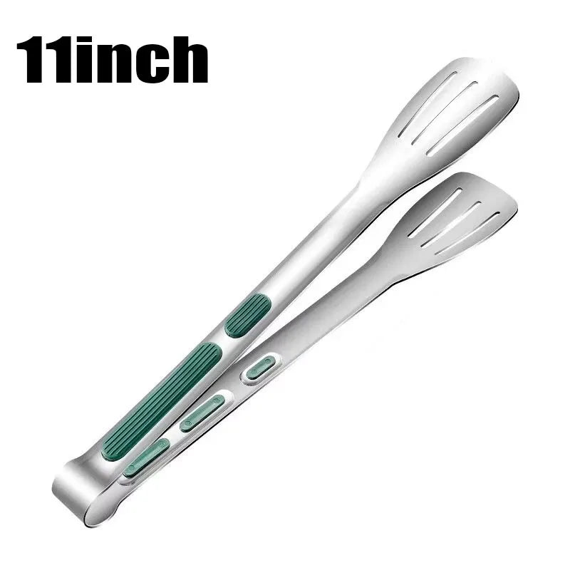 1pc Non Slip Stainless Steel Food Tongs
