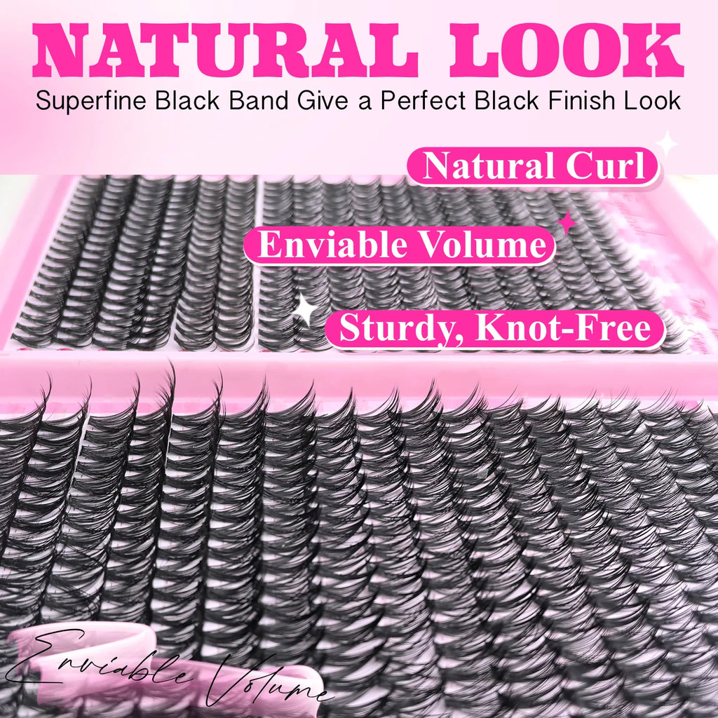 DIY Lash Extension Kit Clusters  Eyelashes Kit 9-16mm with Bond and Seal Wispy