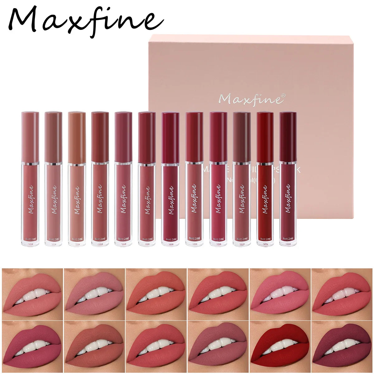 6 Color Matte Lip Gloss Set Moisturizes Long Lasts Water Proofs
