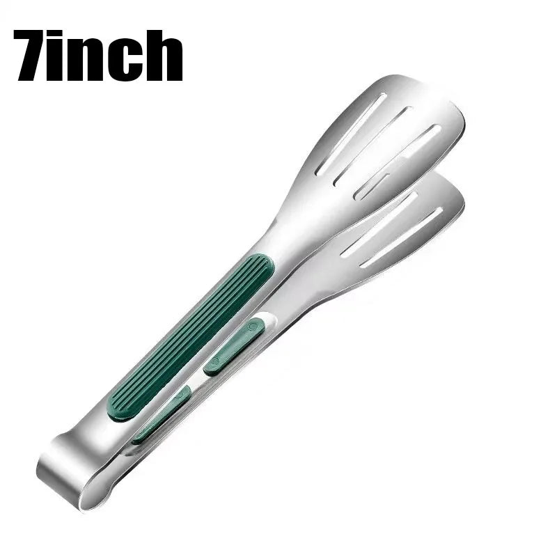 1pc Non Slip Stainless Steel Food Tongs