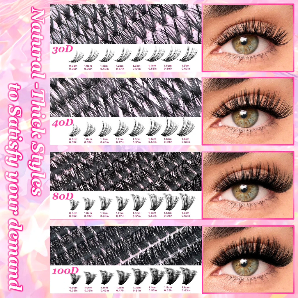 DIY Lash Extension Kit Clusters  Eyelashes Kit 9-16mm with Bond and Seal Wispy