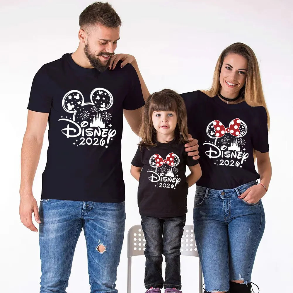 2026 Disney Trip Mickey Minnie Mouse Family Matching Shirts Cotton