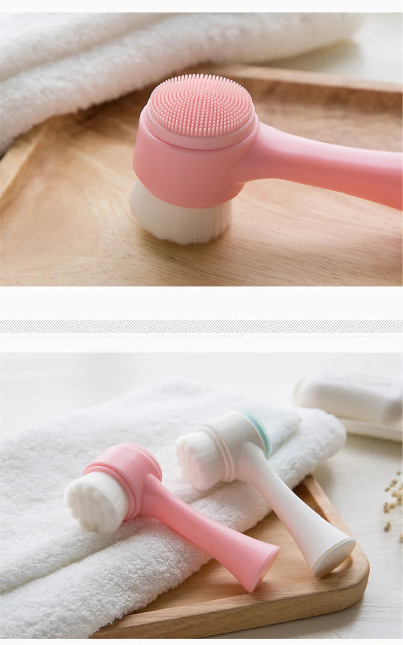 3D Double Silicone Facial Cleansing Brush