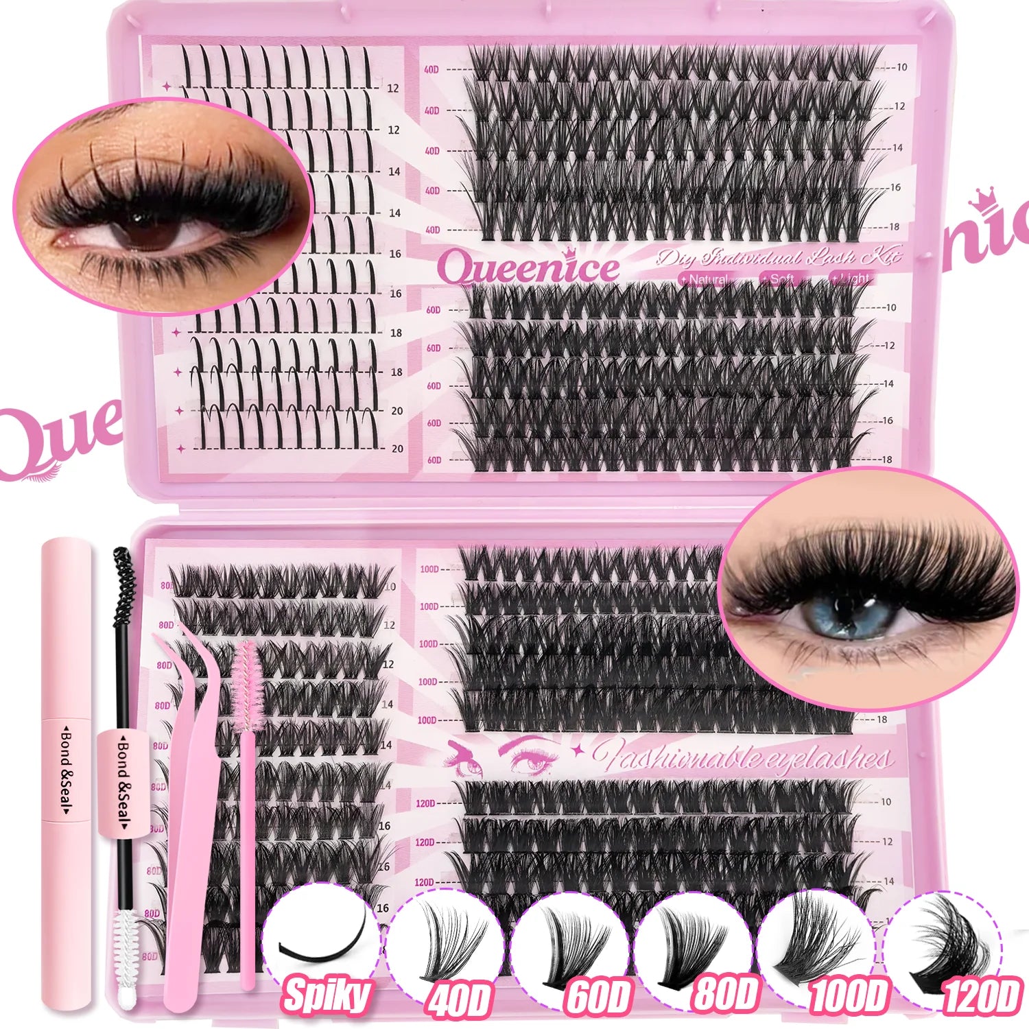 DIY Lash Extension Kit Clusters  Eyelashes Kit 9-16mm with Bond and Seal Wispy