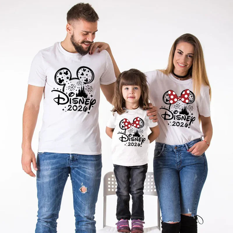 2026 Disney Trip Mickey Minnie Mouse Family Matching Shirts Cotton