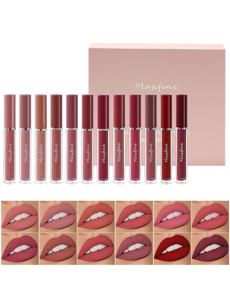 6 Color Matte Lip Gloss Set Moisturizes Long Lasts Water Proofs