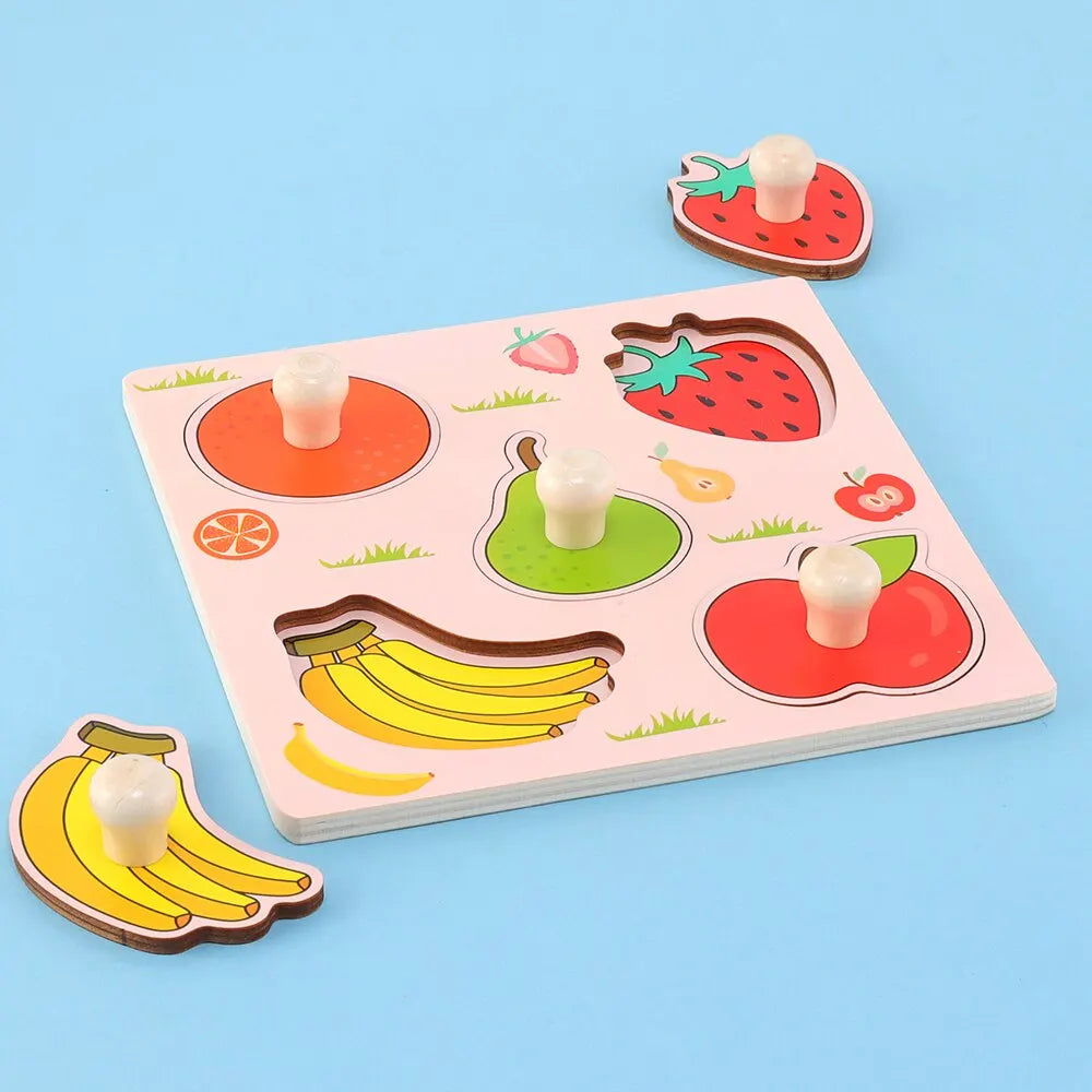 Baby Montessori Early Education Scratch Board Toy Hand Development Fruit Cognitive Puzzle for Children Educational Play